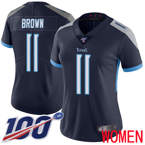 Tennessee Titans Limited Navy Blue Women A.J. Brown Home Jersey NFL Football #11 100th Season Vapor Untouchable->tennessee titans->NFL Jersey